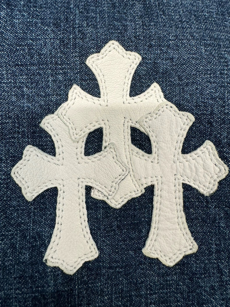 Chrome Hearts Denim Half-Zip Hoodie-yf