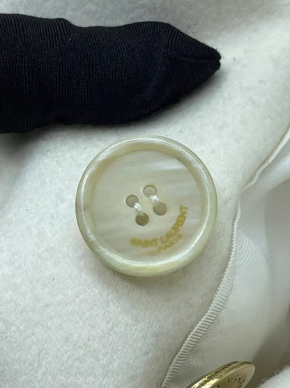 White Double-Breasted Wool Suit Jacket