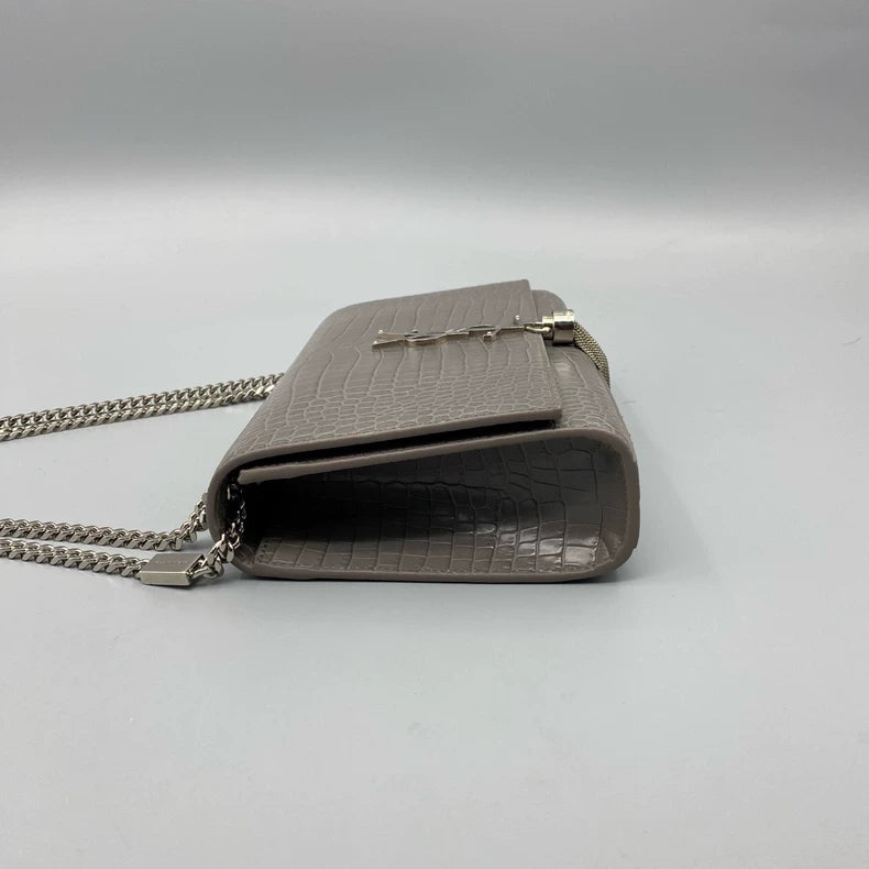 YSL Crocodile Print Kate Chain Bag