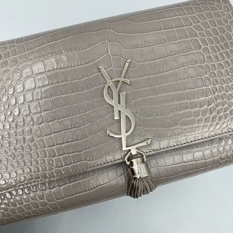 YSL Crocodile Print Kate Chain Bag