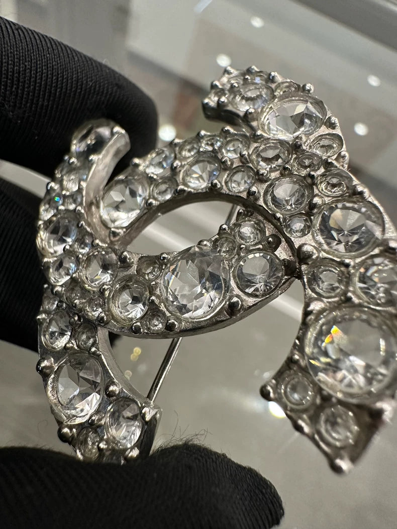 Vintage Silver CC Logo Brooch