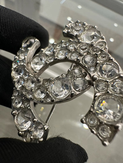 Vintage Silver CC Logo Brooch