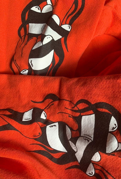 Chrome Hearts Red Hoodie with Flame Design