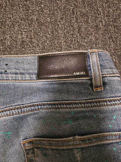 Amiri Distressed Denim Jeans With Paint Splatter-yf