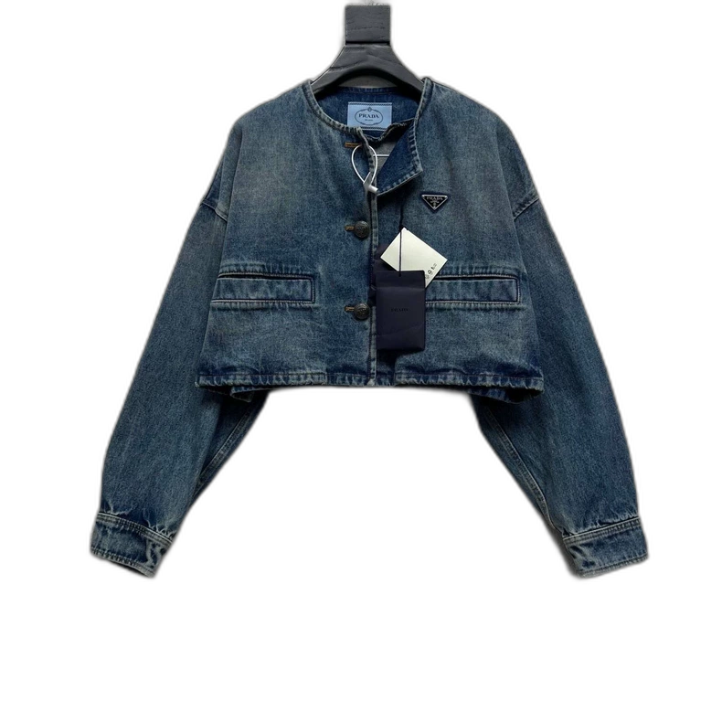 PRADA Distressed Denim Crop Jacket