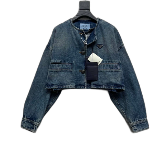 PRADA Distressed Denim Crop Jacket