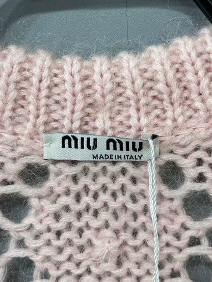 Pink Pearl Knit Cardigan by Miu Miu