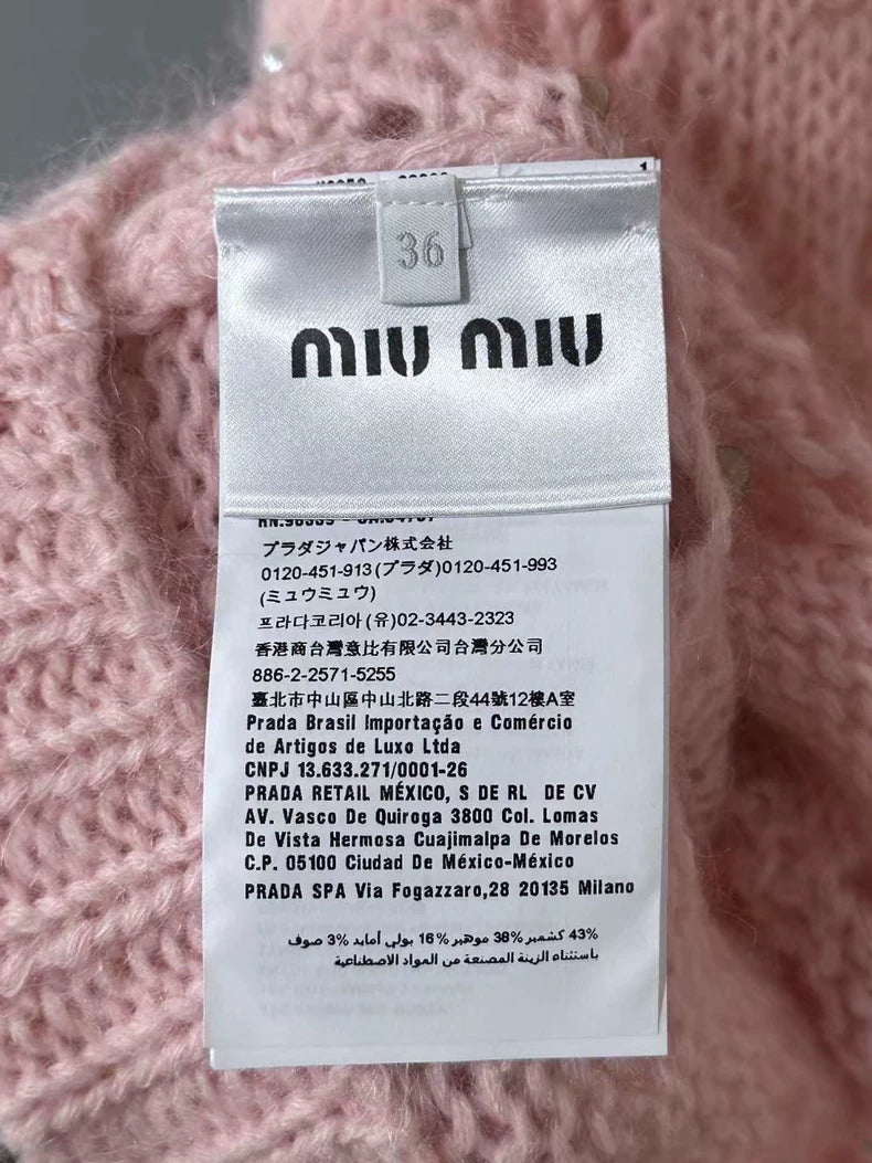 Pink Pearl Knit Cardigan by Miu Miu