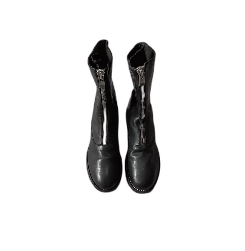 Elegant Guidi Black Leather Ankle Boots-zp