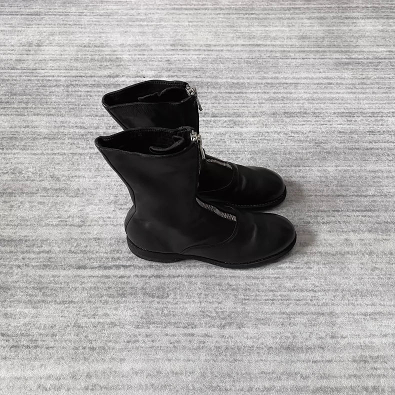 Elegant Guidi Black Leather Ankle Boots-zp