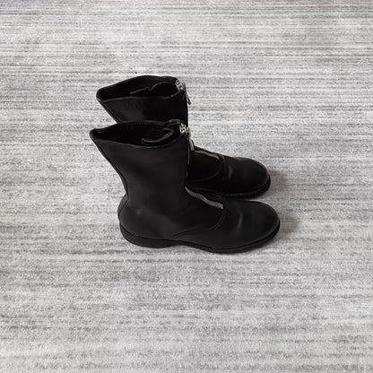 Elegant Guidi Black Leather Ankle Boots-zp