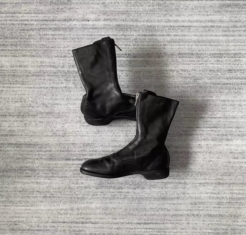 Elegant Guidi Black Leather Ankle Boots-zp