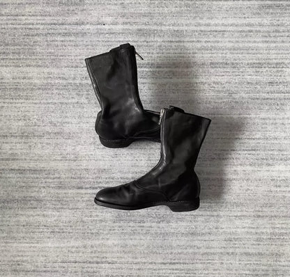 Elegant Guidi Black Leather Ankle Boots-zp