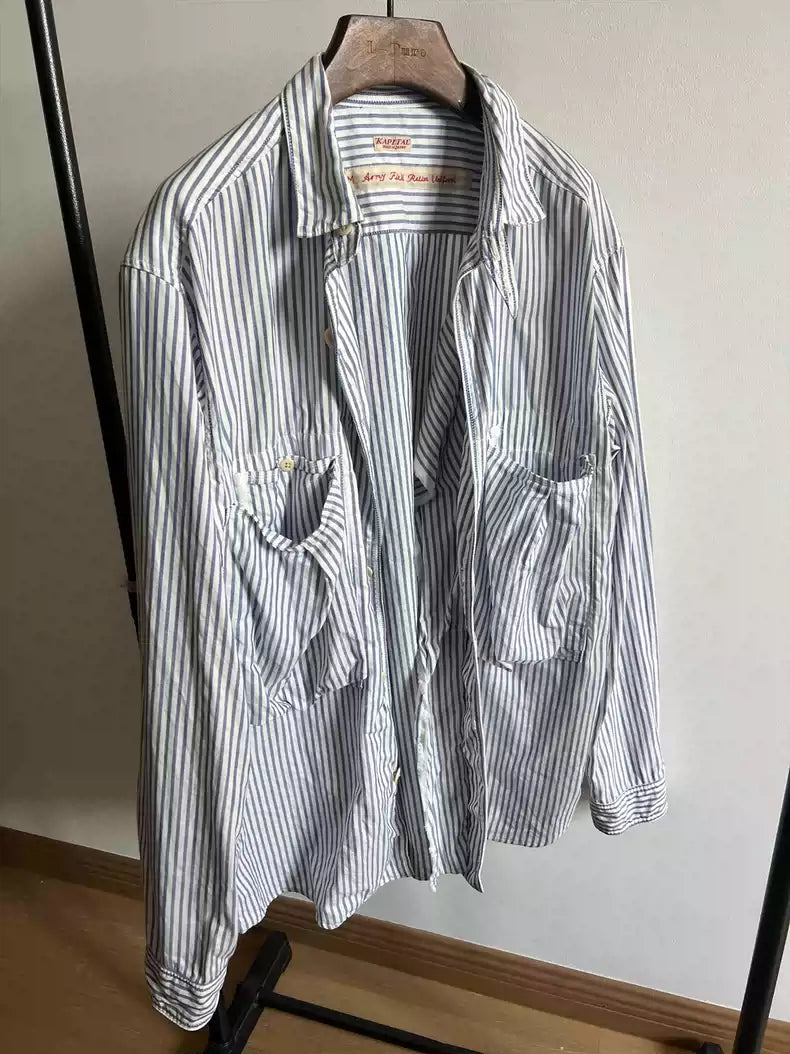 KAPITAL Hirata and Hongduo Pocket Striped Loose Casual Shirts