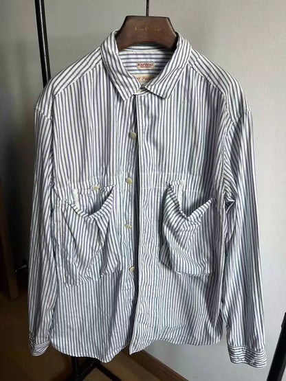 KAPITAL Hirata and Hongduo Pocket Striped Loose Casual Shirts