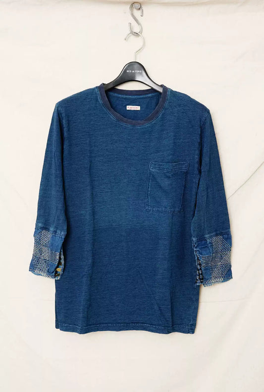 Kapital blue-dyed thorn cropped sleeve T-shirt