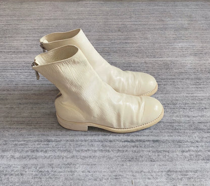 Guidi White Leather Ankle Boots-zp