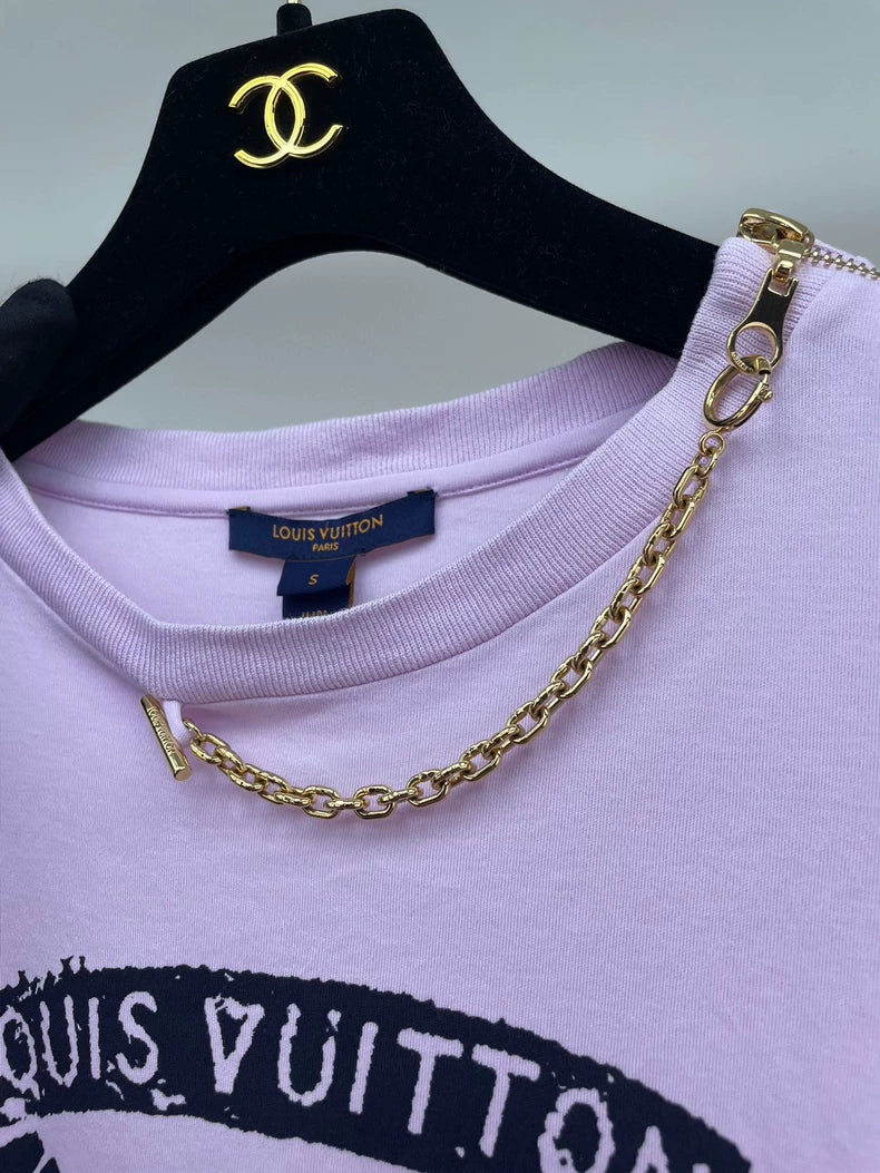 Louis Vuitton Pink Chain Short Sleeve T-shirt