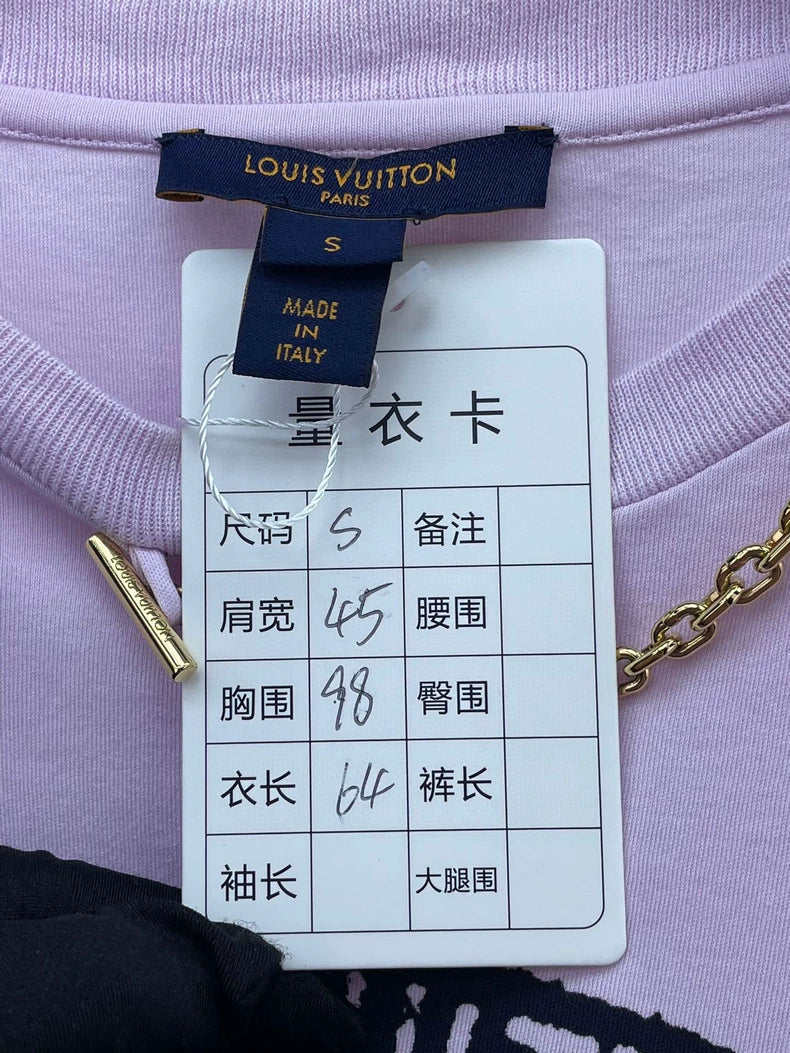 Louis Vuitton Pink Chain Short Sleeve T-shirt