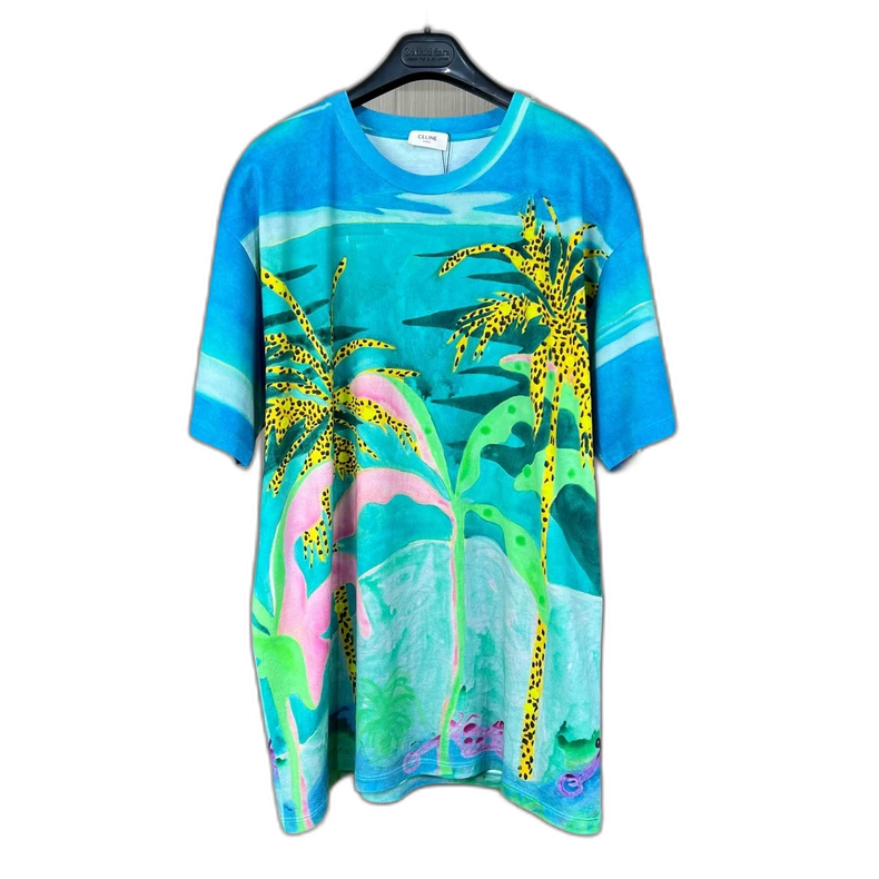 Celine Palm Print Short Sleeve Shirt