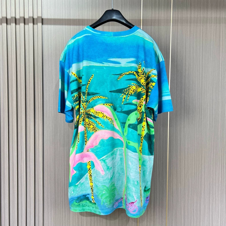 Celine Palm Print Short Sleeve Shirt