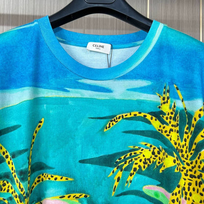Celine Palm Print Short Sleeve Shirt