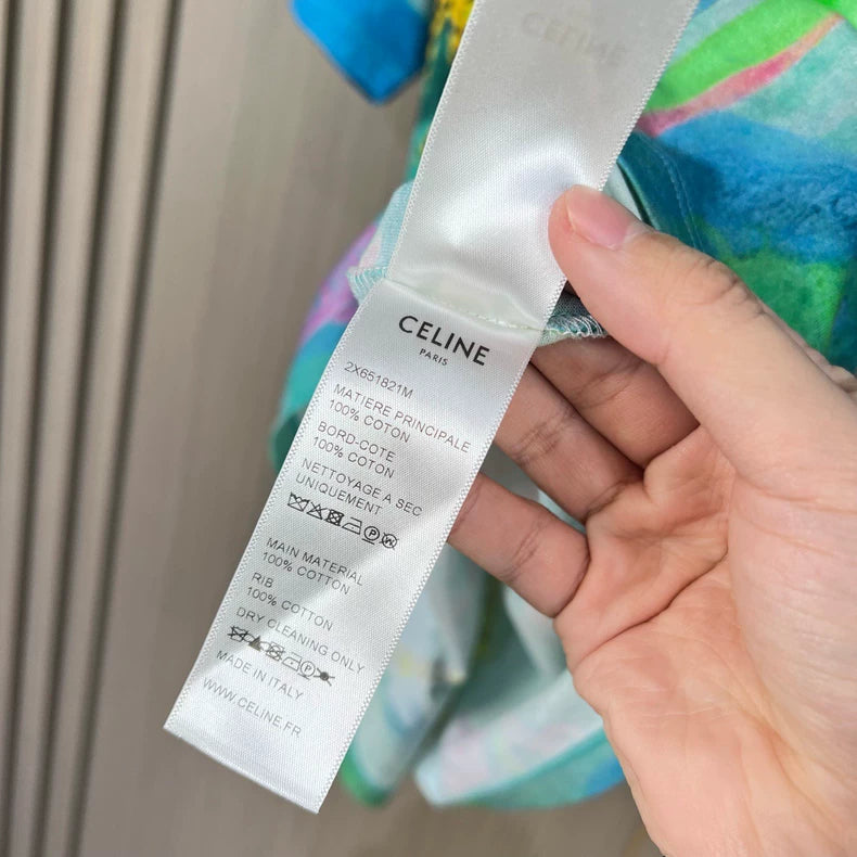 Celine Palm Print Short Sleeve Shirt