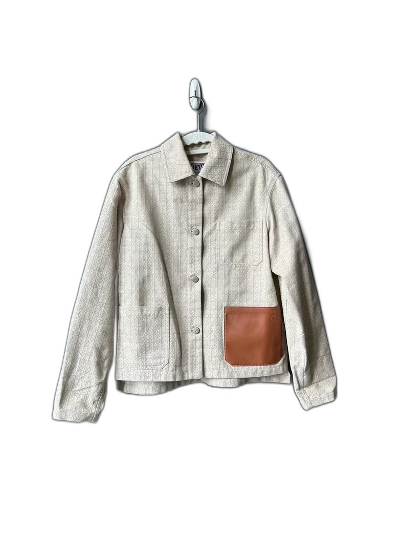 Loewe Beige Full Print Leather Jacket