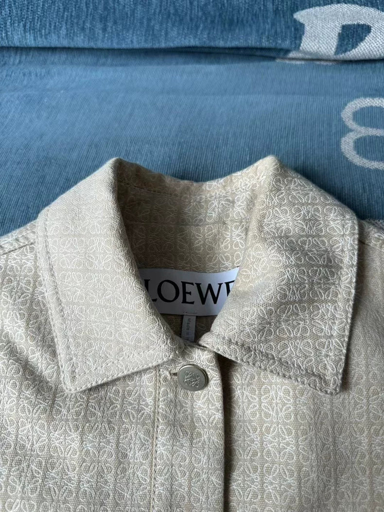 Loewe Beige Full Print Leather Jacket