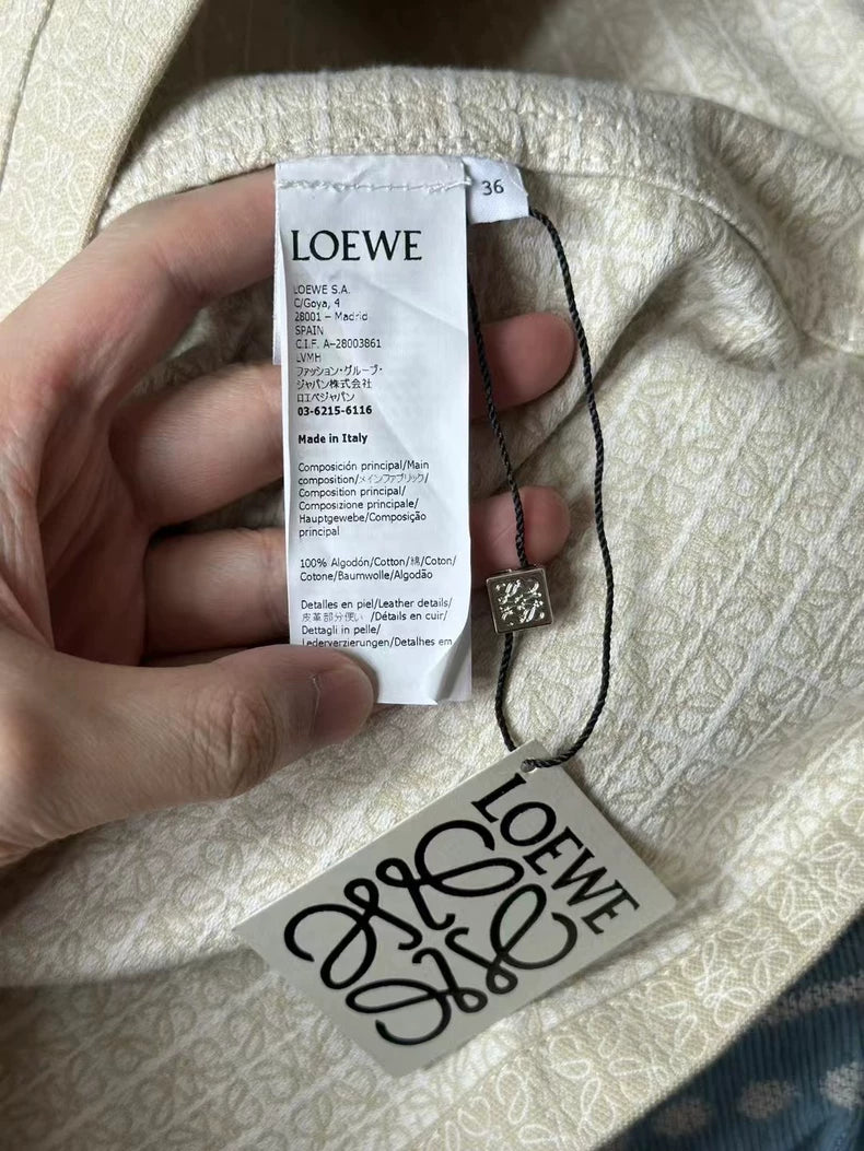 Loewe Beige Full Print Leather Jacket