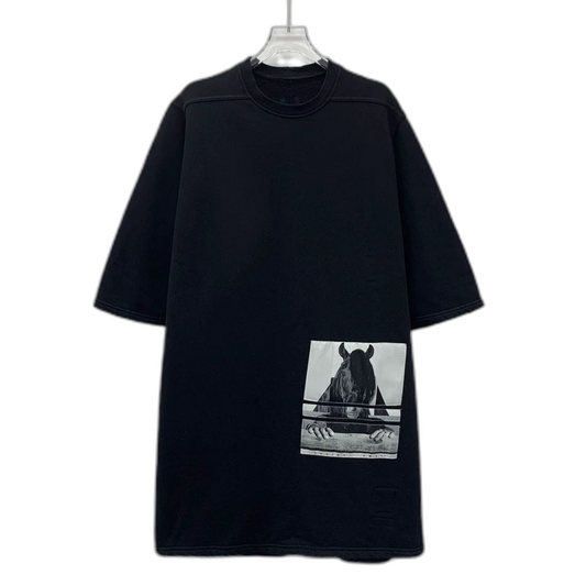 Rick Owens Black Graphic Cotton T-shirt