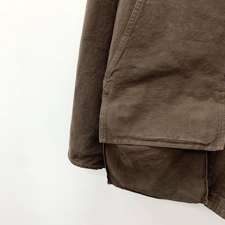 Prada Brown Cotton Jacket with Fur Collar