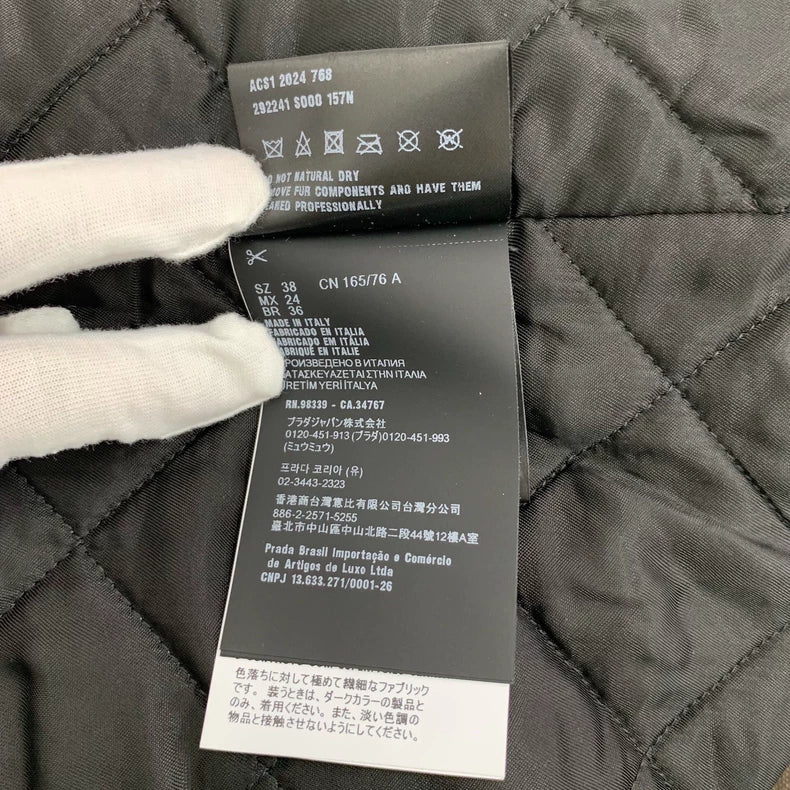 Prada Brown Cotton Jacket with Fur Collar