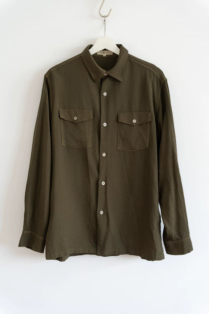 Yohji Yamamoto Olive Green Wool Shirt