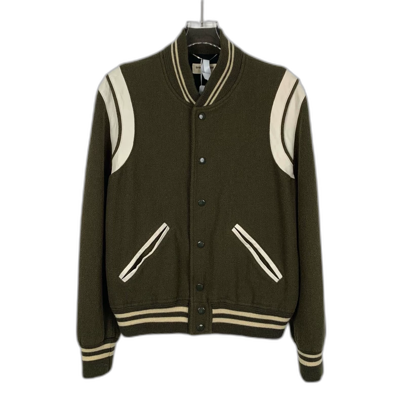 Saint Laurent Green Striped Wool Jacket