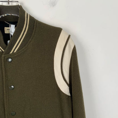Saint Laurent Green Striped Wool Jacket