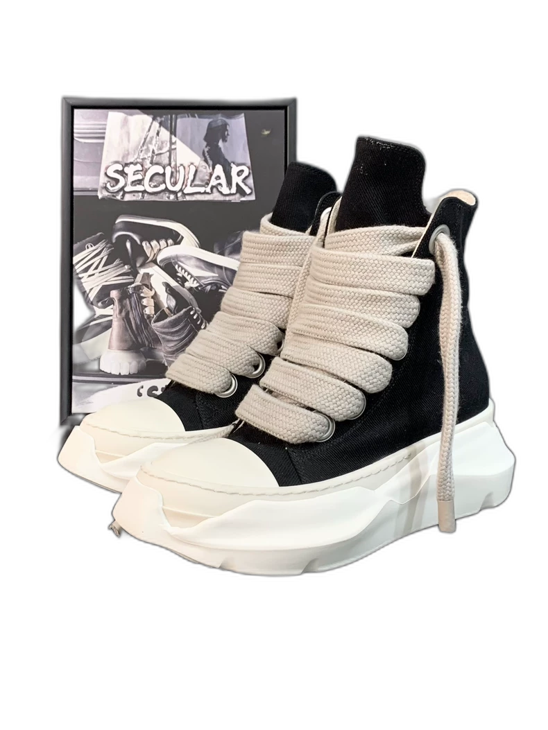 Rick Owens High Top Sneakers in Black White-yf