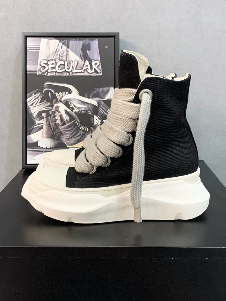 Rick Owens High Top Sneakers in Black White-yf