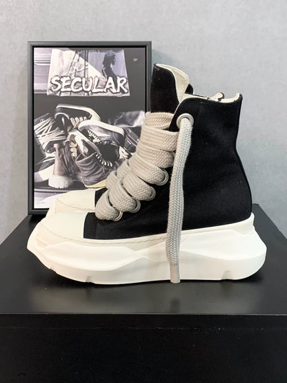Rick Owens High Top Sneakers in Black White-yf