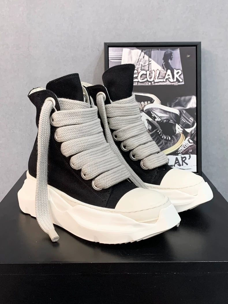 Rick Owens High Top Sneakers in Black White-yf