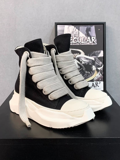 Rick Owens High Top Sneakers in Black White-yf