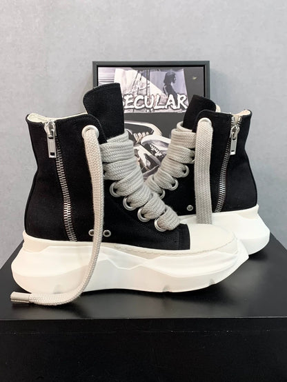 Rick Owens High Top Sneakers in Black White-yf