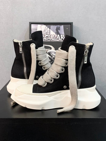 Rick Owens High Top Sneakers in Black White-yf