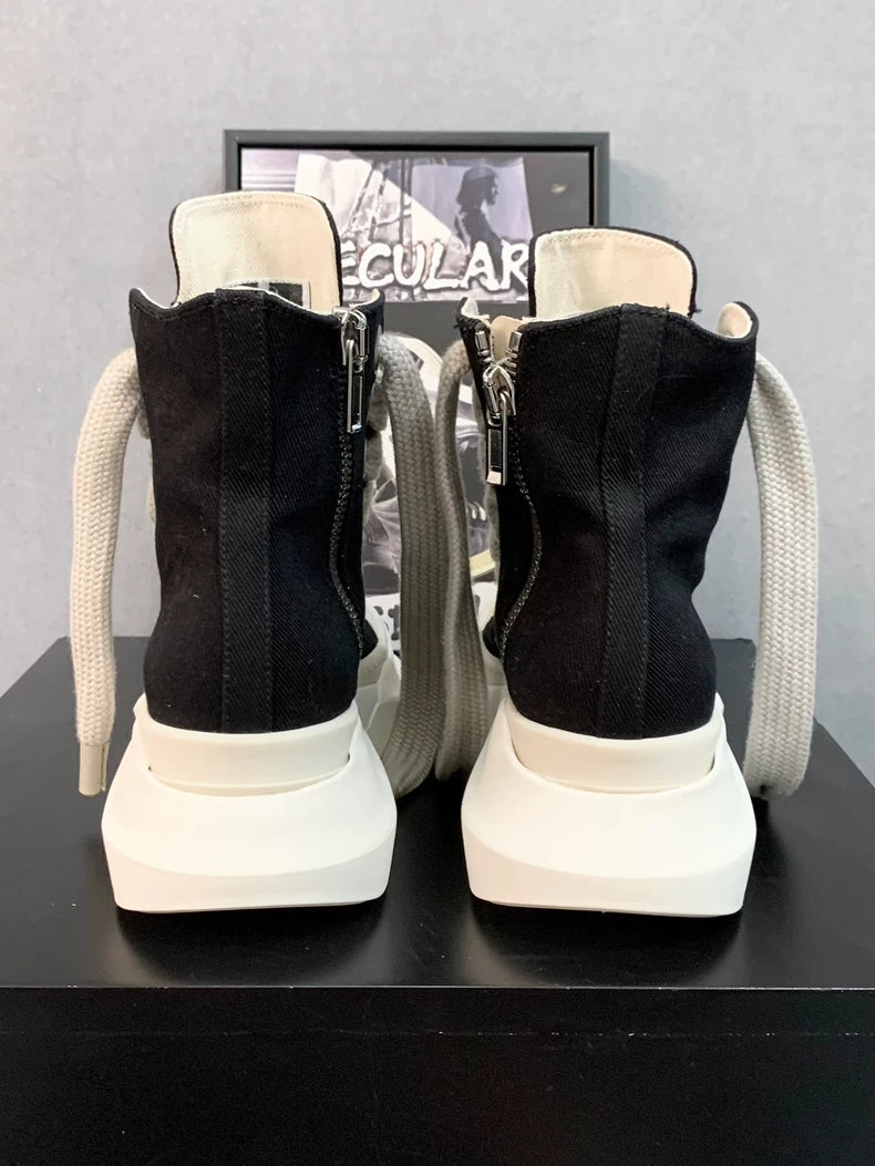 Rick Owens High Top Sneakers in Black White-yf