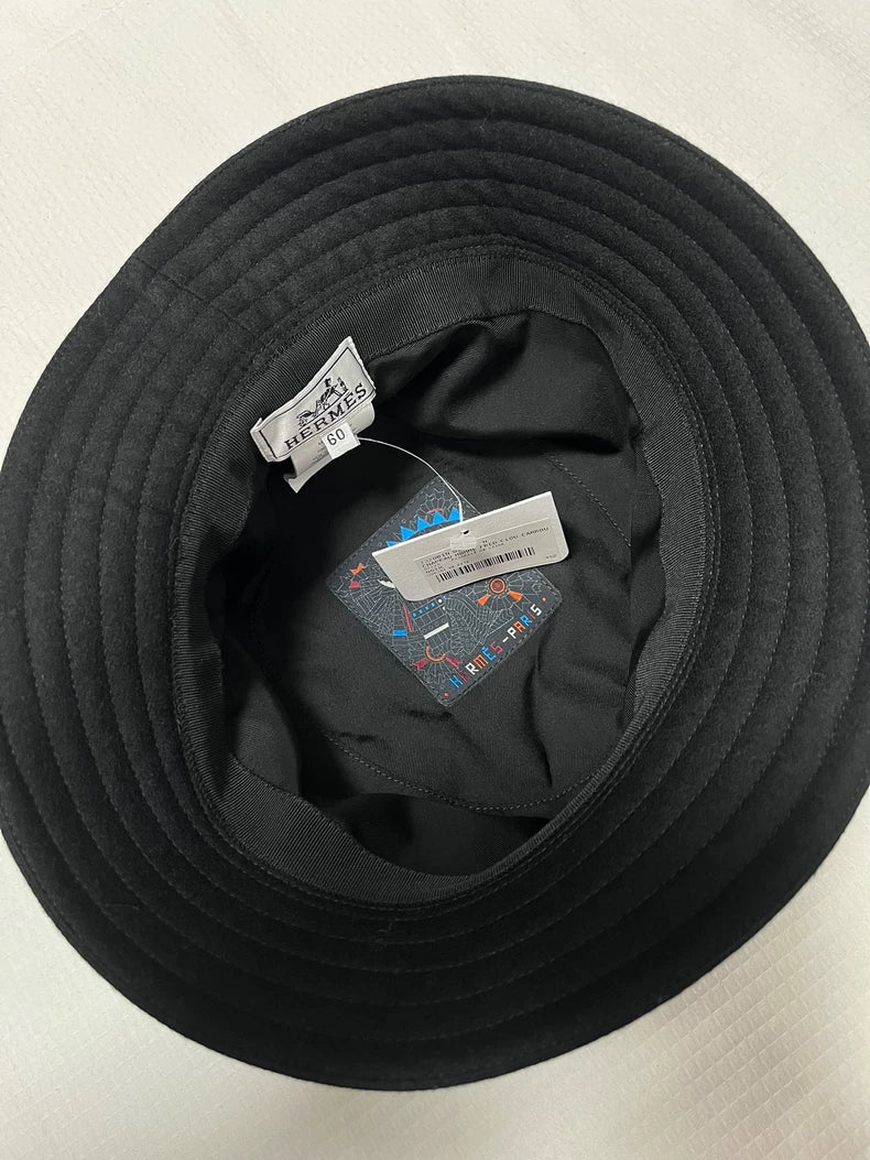 Hermes Black Bucket Hat with Tag