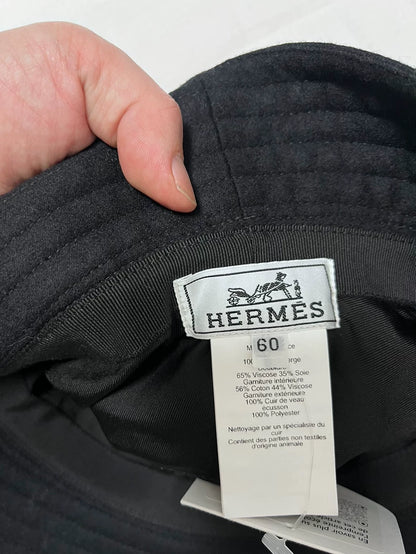 Hermes Black Bucket Hat with Tag