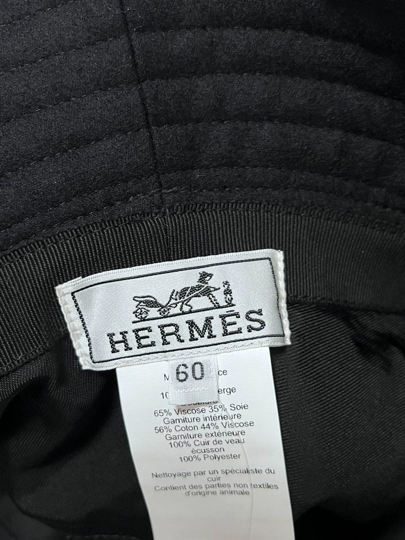 Hermes Black Bucket Hat with Tag