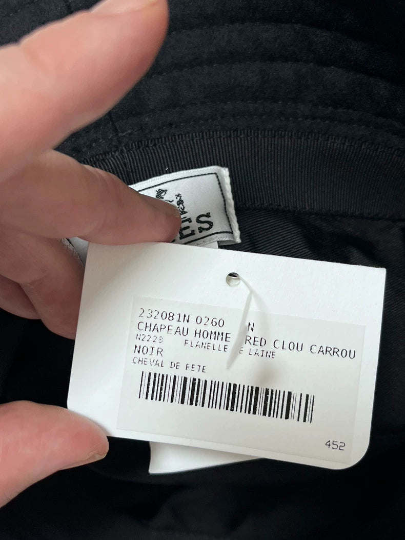 Hermes Black Bucket Hat with Tag