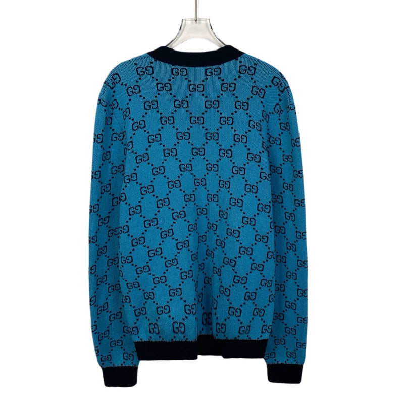 Gucci Blue Logo Knit Cardigan