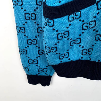 Gucci Blue Logo Knit Cardigan